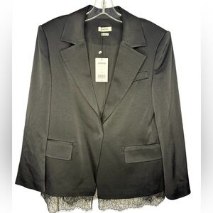 Jason Wu Black Tailored Blazer w Lace Hem Detail Size 2 NWT $795 Retail